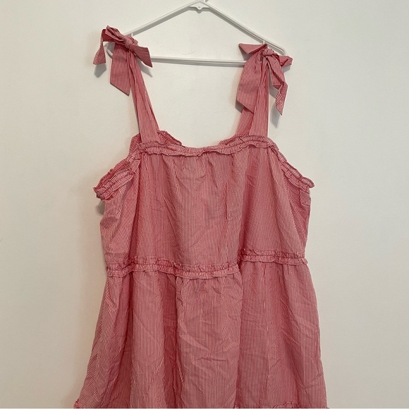 NEW NWT LISA MARIE FERNANDEZ TARGET Plus Size Seersucker Tie Strap Dress Striped - Picture 4 of 16